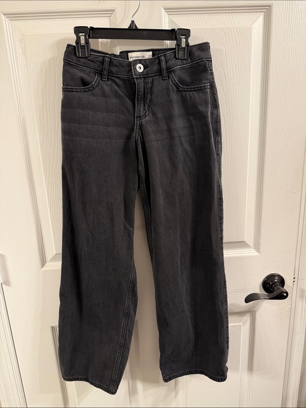 Sz 11/12 Girls Abercrombie kids Wide-Leg Jeans in Charcoal Gray EUC